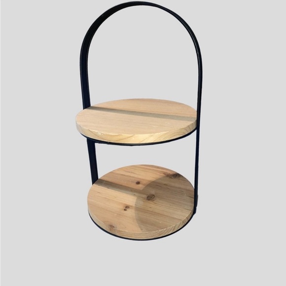 Two Tiered Wooden Tray Set of 2 - Picture 3 of 4